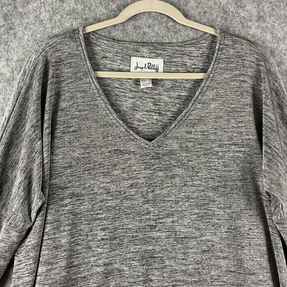 Joseph Ribkoff Tunic Top Womens 12 Gray Slinky Layered V Neck Stretchy Jersey - Picture 2 of 15
